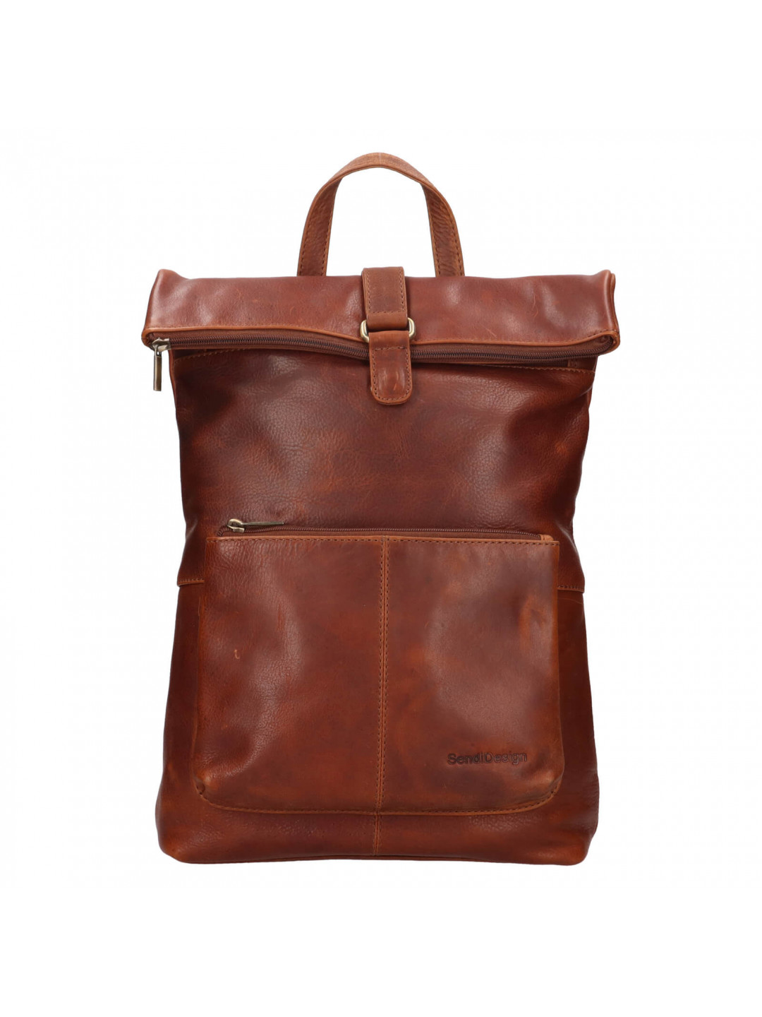 Trendy kožený batoh SendiDesign Alberta – koňak